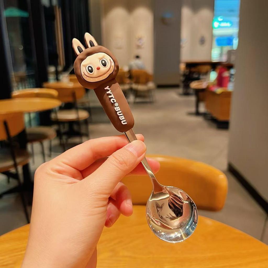 Cute 304 Stainless Steel Forks, Spoons and Chopsticks Cartoon Student and Children's Convenient Tableware Set