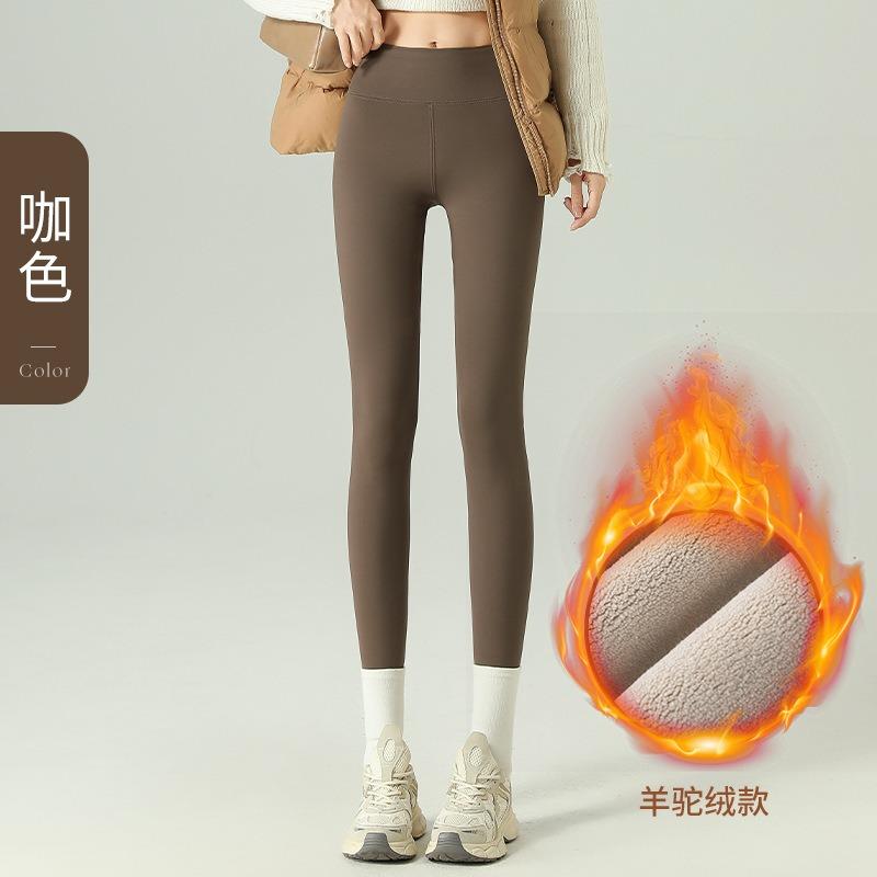 Grey Shark Pants Women Wear Autumn and Winter High Waist Thin Yoga Leggings Warm and Velvet Leggings Nine Points