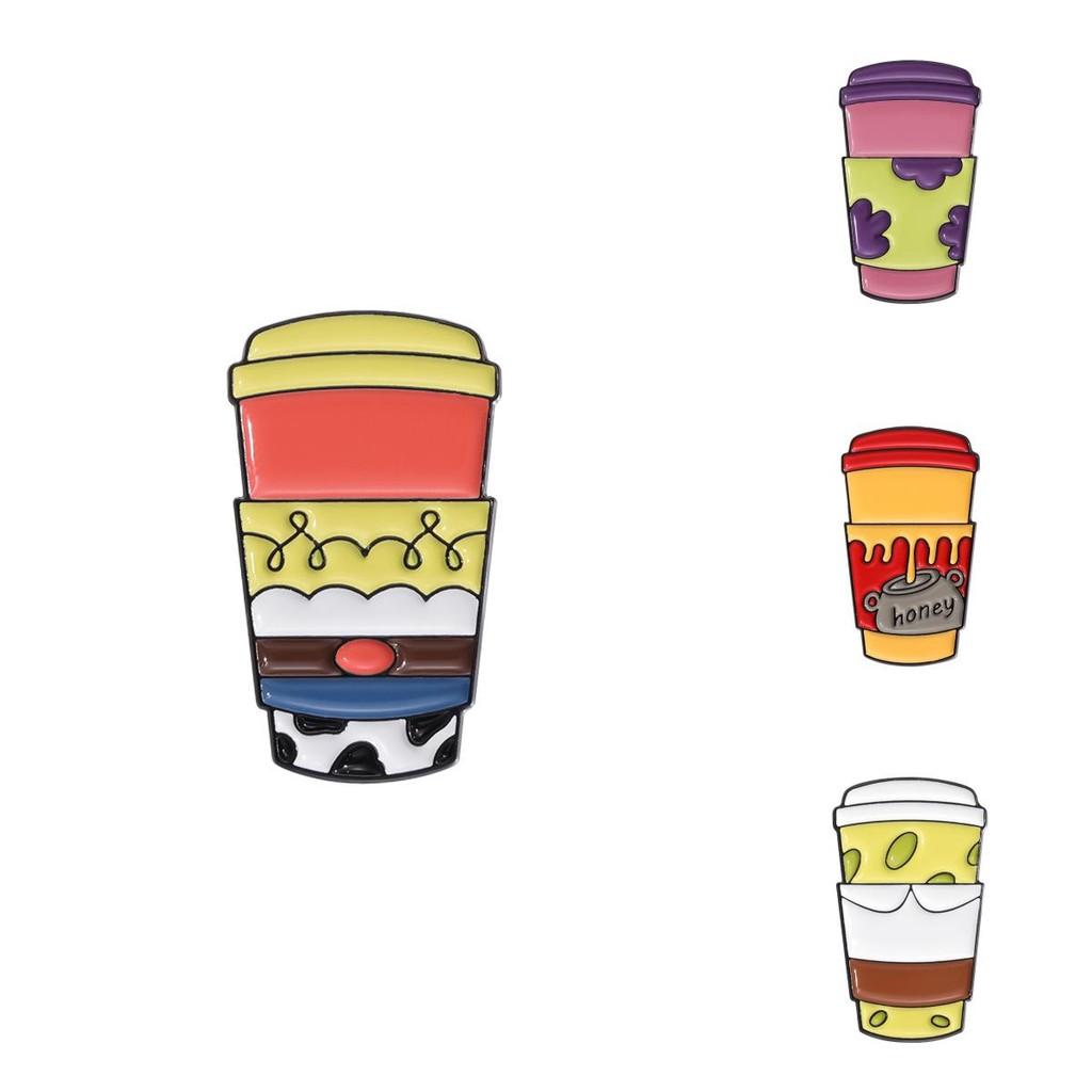 Coffee Cartoon Eyecatching Cup Badge Brooch Unique Enamel Coating For Looks Trendy