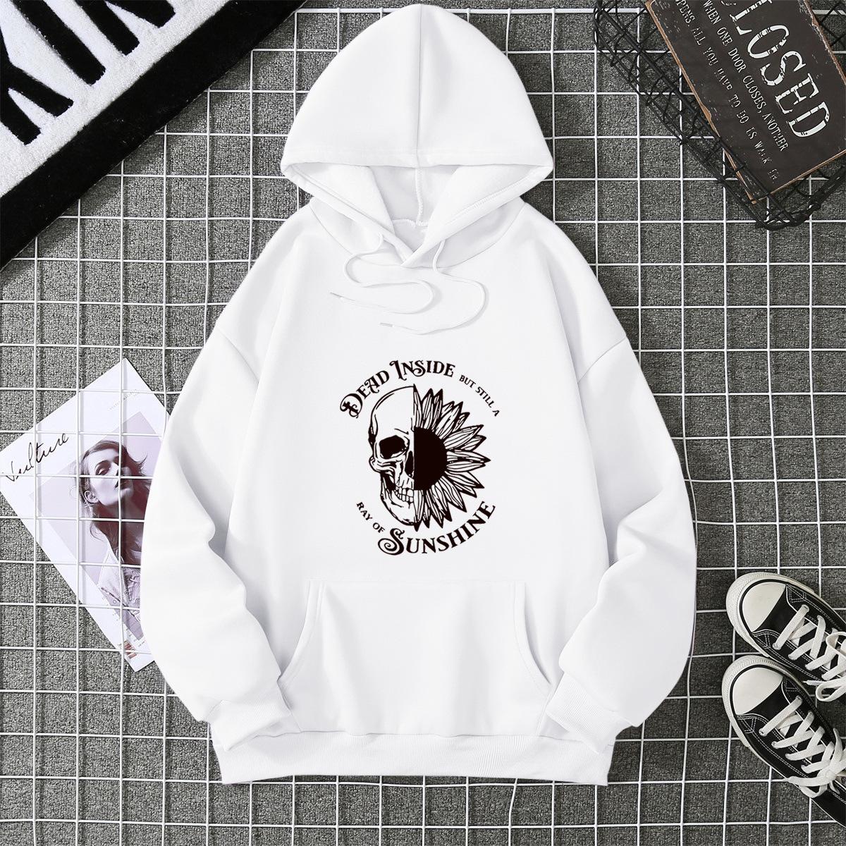 Mingxin clothing supply chain foreign trade Halloween elements skull letter printing loose 5xl factory direct sales S белый