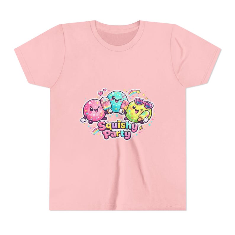Squishy Party Kids T-Shirt | Kawaii Marshmallow Characters, Playful Cotton Tee 100