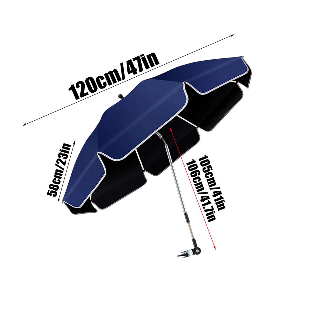 360 Adjustable Chair Umbrella With Clamp 23-inch Beach Chair Sunshade Camping and Fishing Umbrella Anti-Uv Beach Chair Parasol