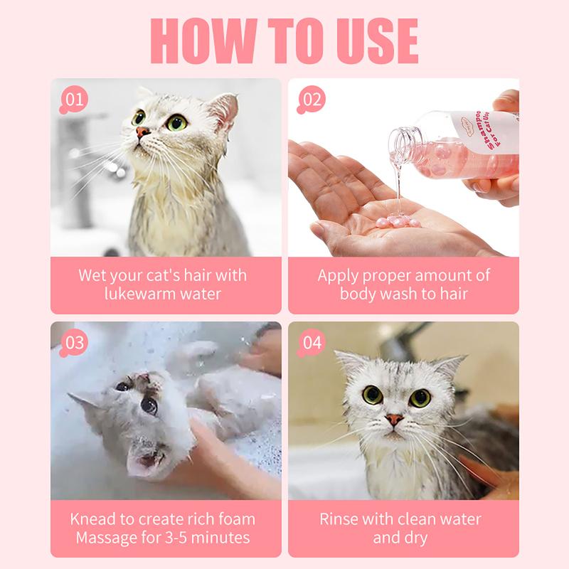 Natural Gentle Cat Shampoo Bubble Tea Scent Deep Cleansing Long Lasting Fragrance Soft Shiny Coat for All Cat Breeds Daily Care