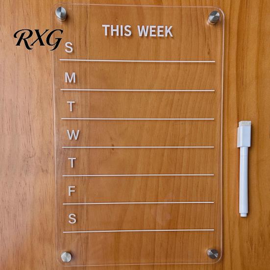 Magnetic Fridge Shopping List 12''x8'' Acrylic Planning Board, Clear Weekly Meal Planner, Refrigerator Calendar Dry Erase Noteboard with Marker