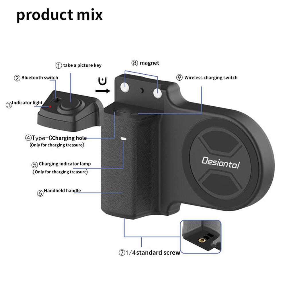 Magnetyczny Uchwyt do Aparatu Podstawka do Zdjęć, Migawka Bluetooth Uchwyt do Aparatu Smartphone, Stabilizator do Selfie, Do Nagrywania Wideo Smartfonem