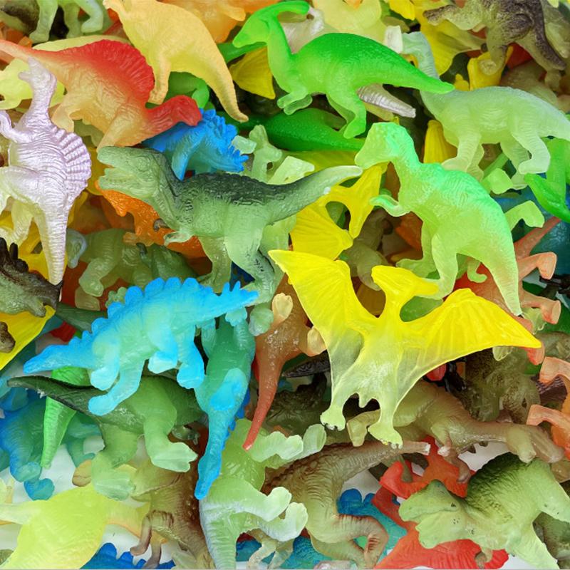12Pcs/Set Mini Soft Rubber Glow-in-the-dark Dinosaur Figure Toys Fluorescent Simulation Small Dinosaur Model Decoration