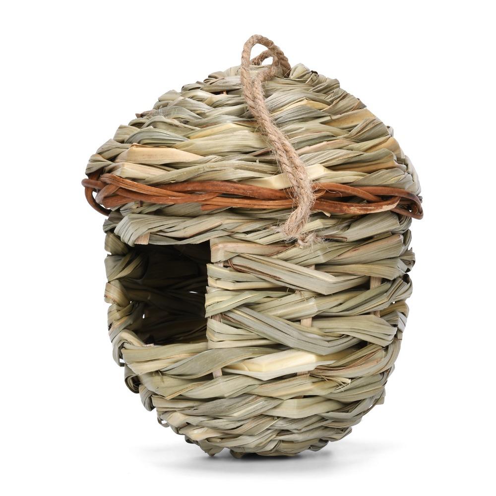 

Durable Handwoven Straw Bird Nest Natural Grass Handmade Yard Bird Hut Decorative Dissipate Heat Hanging Bird House Forest