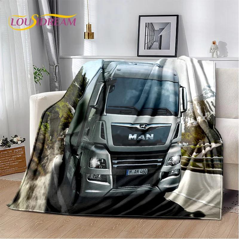MAN Truck Lorry 3D Printing Soft Flannel Blankets,Throw Blanket Comfortable Blanket for Picnic Beds Sofa Home Bedroom Gifts Kids