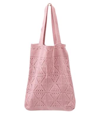 Skyria Knit Bag, Openwork Knit, A4 Size Tote Bag, Korean Style, Muted Colors, Simple, Lightweight, Large Capacity, Perfect for Commuting, School, or
