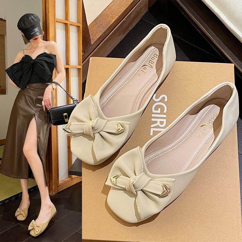 Flat-soled Single Shoes Women's 2025 New Spring and Autumn One-pedal Soft-soled Versatile Non-slip Ladyshoes Korean Version of Temperament Doudou Sho