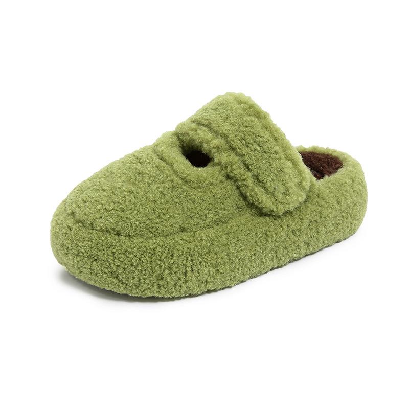 

Simple fluffy shoes for women s 2025 autumn and winter new soft-soled plush flat-bottomed outer wear plush warm bag head cotton slippers 40