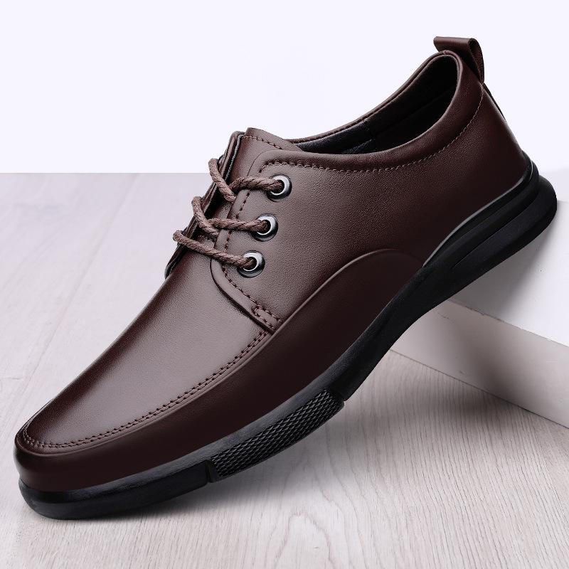 Autumn New Men’s Breathable Leather Loafers - Soft Sole Cowhide Casual Shoes for Middle-Aged Men