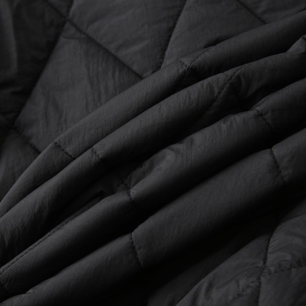 Men's Hooded Cotton Jacket with Mulberry Silk, Diamond Pattern, Winter Casual Outerwear.
