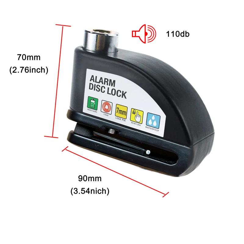 Motorcycle Waterproof Alarm Lock Bike Lock Security Anti-theft Lock Motorbike Wheel Disc Brake Lock+Bag+Reminder Rope