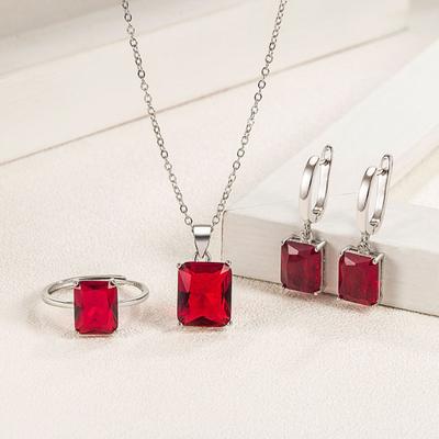 4Pcs/Set Finger Ring Rectangle Shape Shiny Charming Cubic Zirconia Vintage Pendant Dress Up Anti-rust
