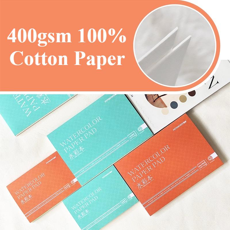 POTENTATE 100% Cotton Watercolor Paper 400g Scratch-Resistant Wash-Resistant Multiple Sizes Specialized for Watercolor Painting