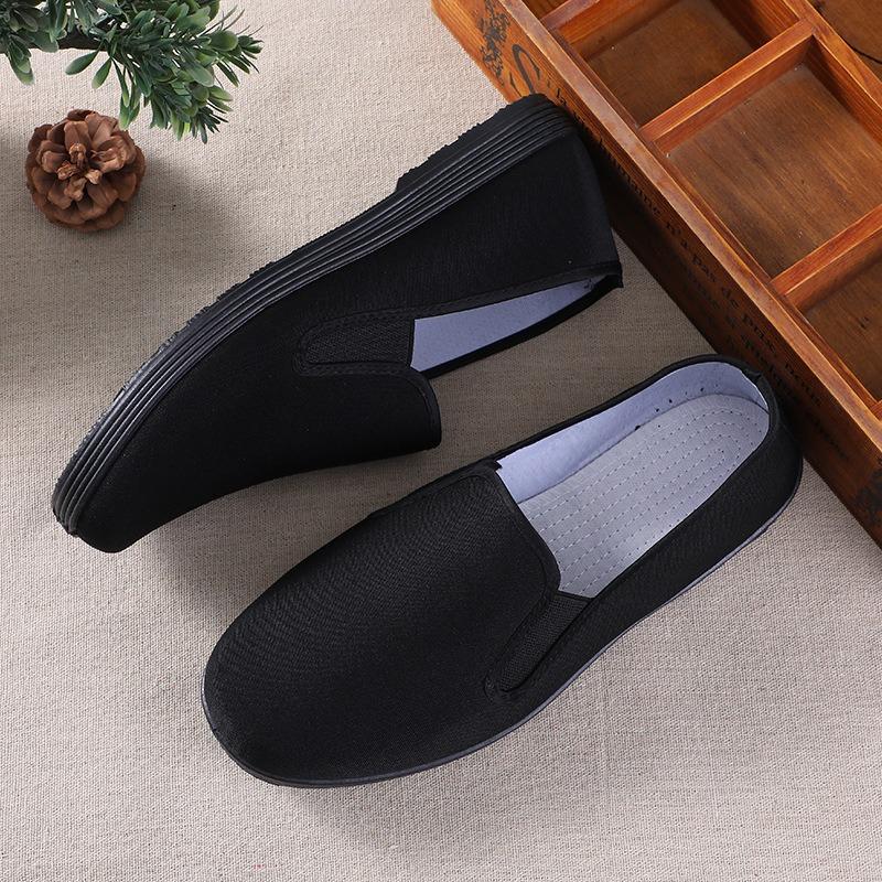 All-black-soled old Beijing cloth shoes male father breathable and lightweight black cloth shoes male one-pedal lazy cloth shoes
