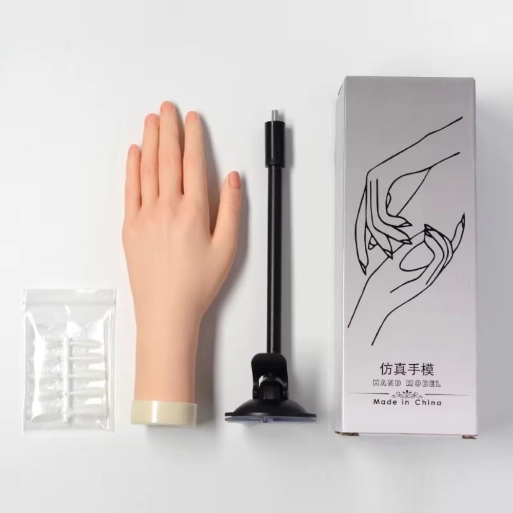 Novice Bendable Nail Simulation Practice Hand Silicone Nails Art Training Fake Hands Nail Plate Display Rack Soft