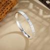 Douyin Live National Style White Copper Mahjong Bracelet - Thick Silver Patterned Unisex Bangle