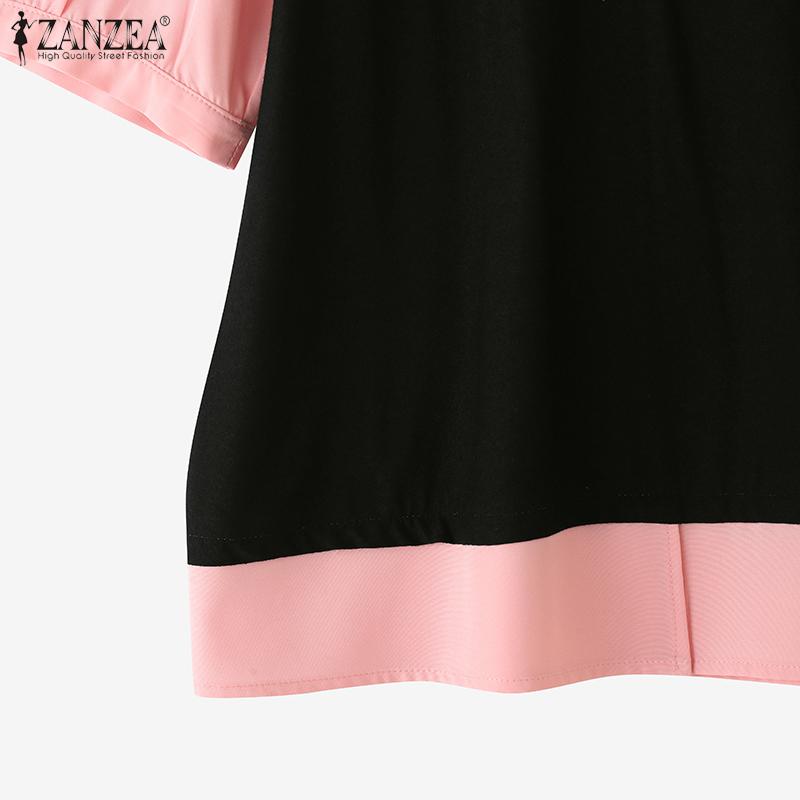 ZANZEA Blouse d'été décontractée à manches courtes et col rabattu pour femmes