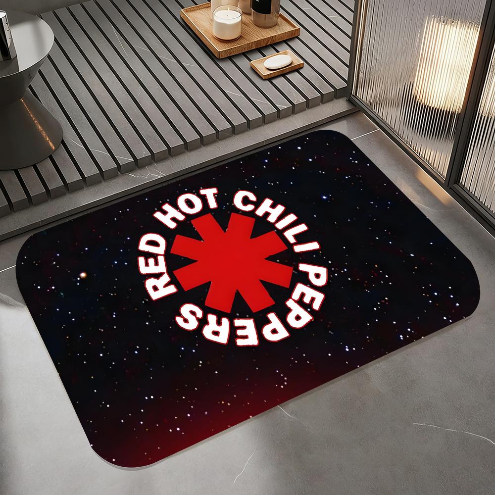 

Music R-Red Hot Chili Peppers Floor Mat Diatomite Bath Mat, Quick Dry Absorbent Non-Slip Door Mat 50cm x 80cm