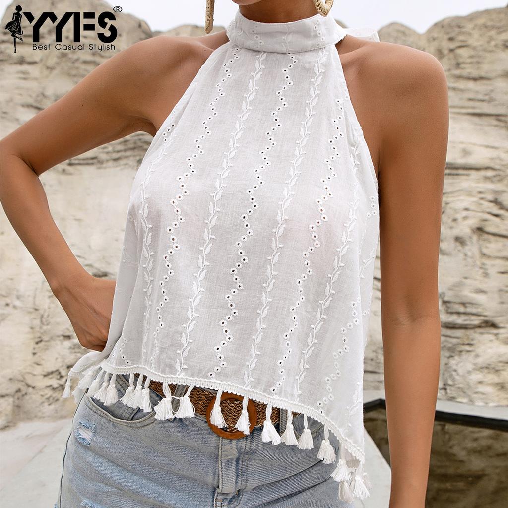 YYFS Women's Fashion Casual Solid Color Print Sleeveless Blouses & Shirts