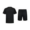Li-Ning Solid Color Breathable Training Sports Short Sleeve T-Shirt And Shorts Set Men sets Black AHST347-1+AKSS437-1