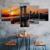 Williamsburg Bridge Brooklyn New York Sunset View 5 Piece Five Panel Wall Canvas Print Modern Art Poster Picture Home Decor Gift For Him Her