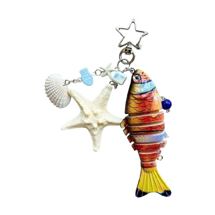 Fun Fish Inspired Keychain Trendy Resin Jewelry Accent Sturdy Finish Great For Personalizing Belongings Thoughtful Gift