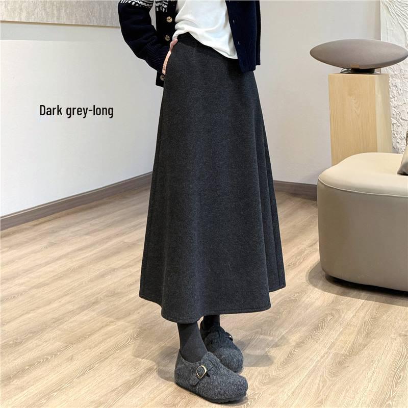 Elegant Minimalist High-Waisted Wool Umbrella Skirt - Flattering Warm Winter Midi, Available In Two Lengths