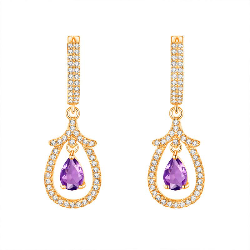 S925 Sterling Silver Earrings for Women Natural Crystal Stone Fashion Niche Girls Earrings Jewelry Gift