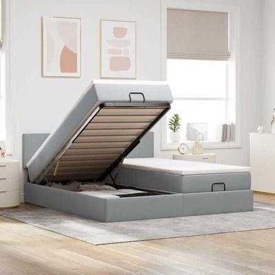 Maison Exclusive - Cadre De Lit Ottoman Et Matelas Gris Clair 180x200cm Tissu