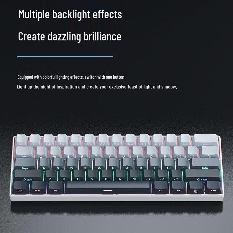 61-Key Backlit Bluetooth Wireless Mechanical Keyboard with Blue/Red Switches
