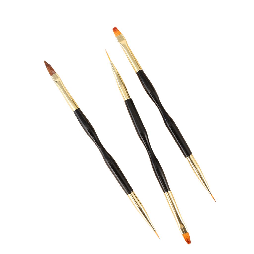 3 Stück Schwarze Stange Schmale Taille Maniküre-Stifte, Bemalter Stift, Linienziehstift, Doppelseitiger Mehrzweck-Maniküre-Stift