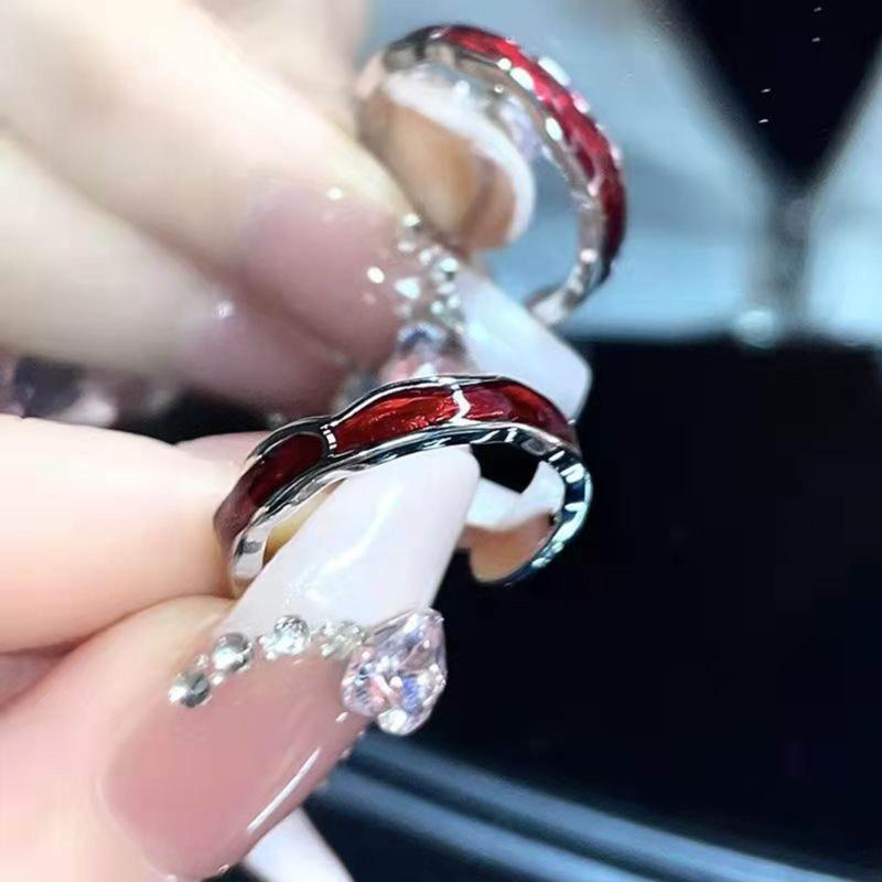 Korean Drop Glaze Ring for Women Shining Butterfly Open Rings Vintage Geometric Y2K Trend Fashion Finger Jewelry
