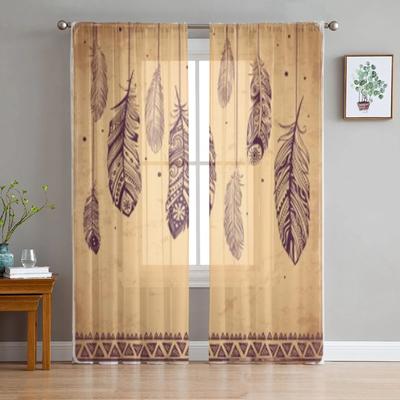 Schöne Illustration von Federn, transparenter Vorhang für Wohnzimmer, moderne Voile-Tüll-Fenstervorhänge für Schlafzimmer, Küche, Vorhänge