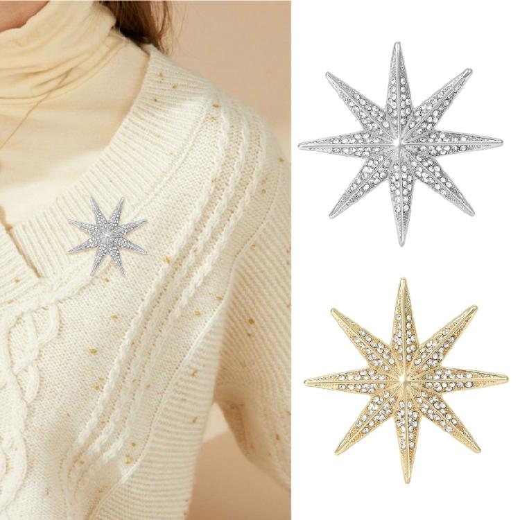 Spilla Decorativa Stella a 8 Punte Accessorio Distintivo in Lega Per Brillare in Insieme Durante gli Spostamenti Feste