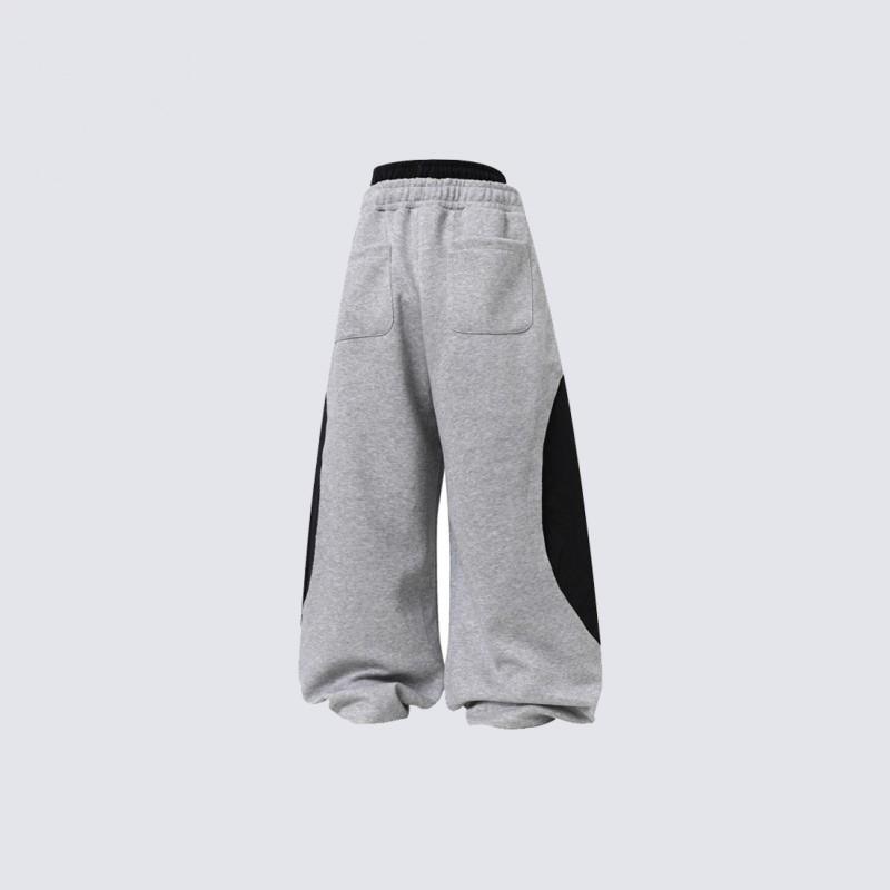 Color Block Loose Fit Sweatpants Men Women Winter Casual Streetwear