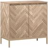 Storage Furniture Sideboard with 2 Herringbone Doors, Adjustable Shelf and Steel Legs, Dim. 78 X 40 X 78 Cm, Oak