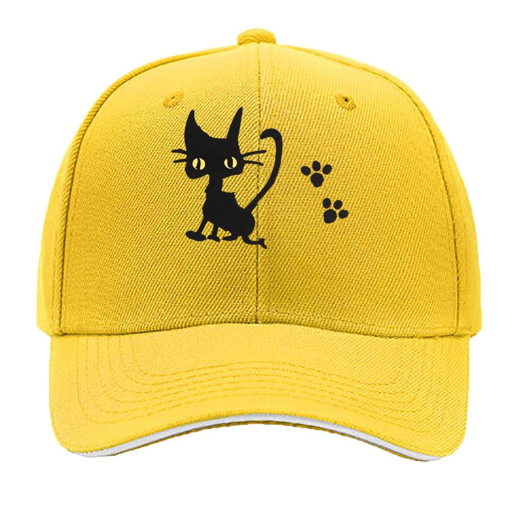 Multicolor Options Available for The Featuring a Black Cat Comfortable And Breathable This Solid C Sandwich Baseball Cap