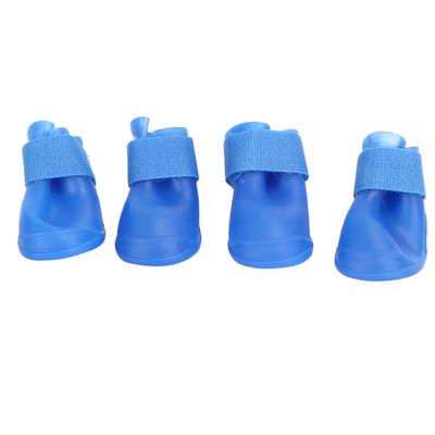Silicone Eco Friendly Waterproof Pet Dog Safe Shoes Accessory with Hook&loop(blue L)