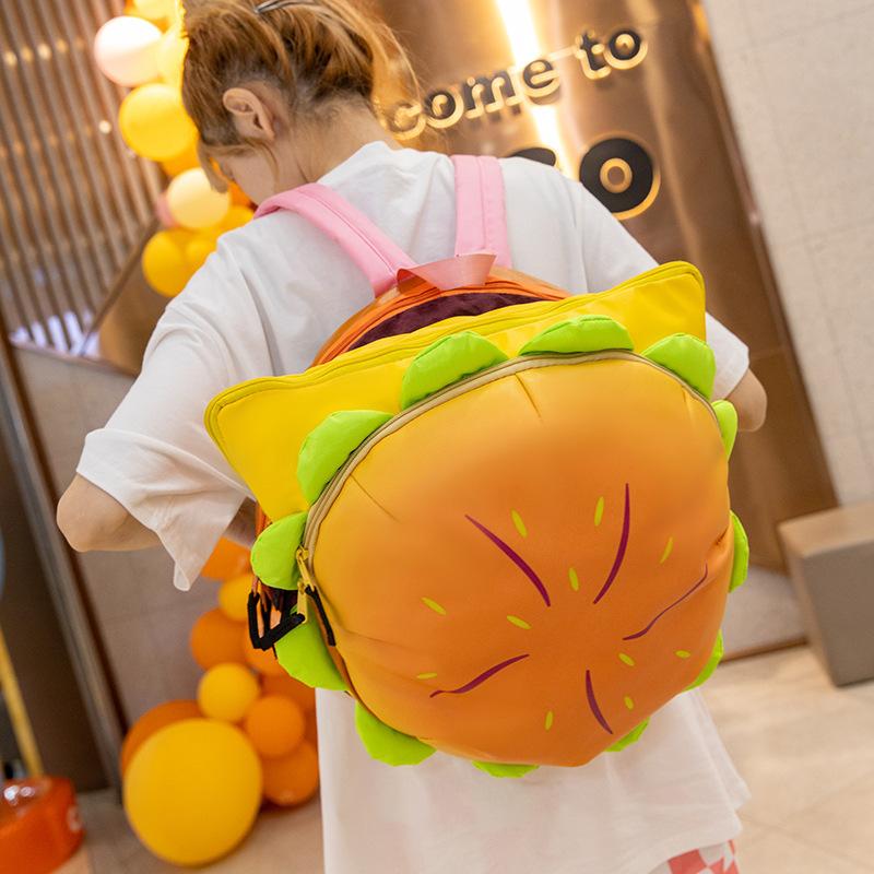 2025 Winter New Strange Personality Backpack Fashion Hamburger Style Schoolbag Niche Design Hamburger Backpack Large Capacity