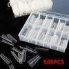 500Pcs/Bag Xxl Extra Long Coffin Nail Tips Half Cover Press Clear Fake Nails
