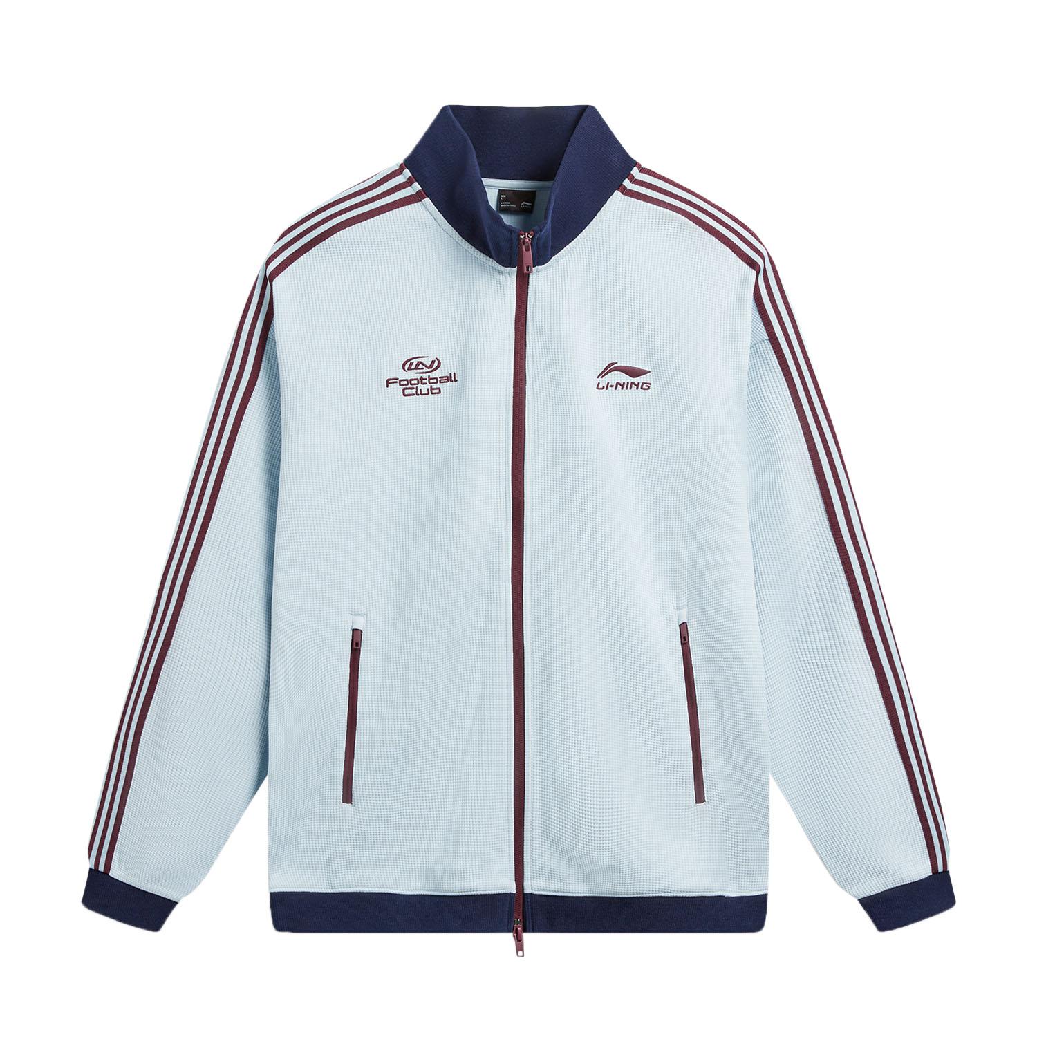 LI-NING Unisex Waffle Knit Stand Collar Zip-Up Jacket Light Milk Grey AWDW511-4 L