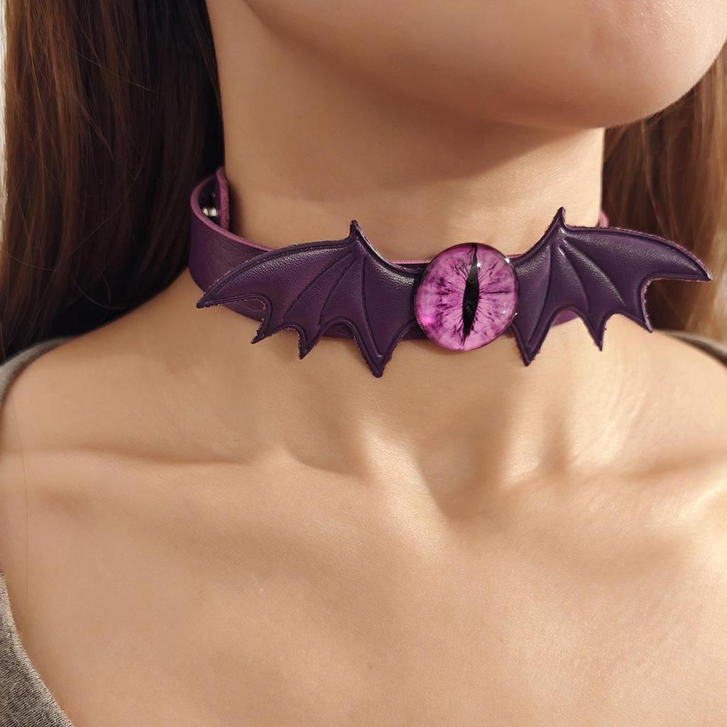 Women's Adjustable Demon Eye Wings Choker for Halloween Party