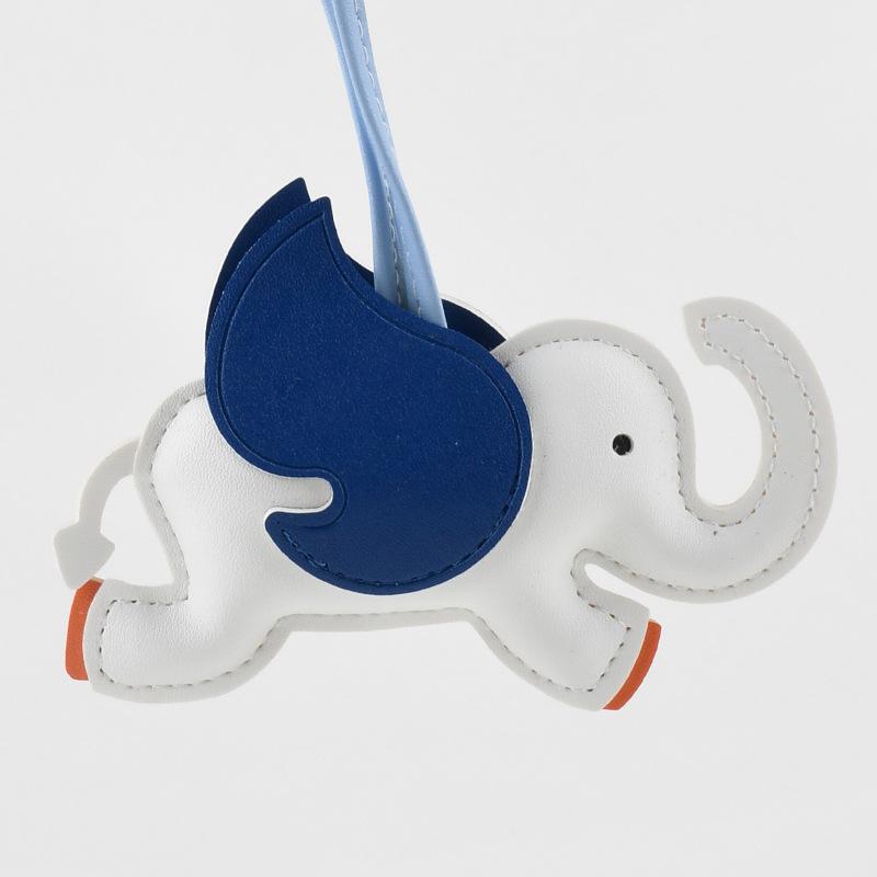 Maskottchen Elefant Benutzerdefiniertes LOGO Schlüsselanhänger Blankes Leder Lasergravur Autoschlüsselanhänger 3D Niedlicher Fliegender Elefant Personalisierter Anhänger Geschenk