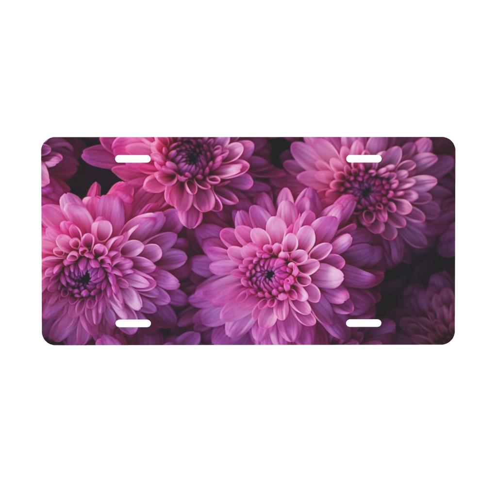 2D Flat - Decorative Signs And Plaques - 2D Flat, for Decorative Use Solely Surface-Activated, Car License Plate Cover with a Pink Floral Pattern, Use