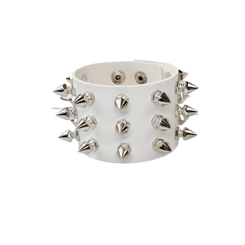 European American Punk Style Spike Rivet Gothic Leather Bracelet