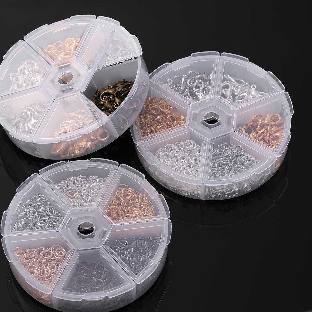 120-1200pcs/Box Lobster Clasp Jump Rings End Clasps Connectors Findings Kits for Bracelet Necklace Jewelry Making Accessories
