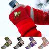 Warm Half Finger Gloves Embroidered Bird Fingerless Gloves Fashion Knit Mittens  for Men Women